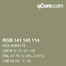Color code: RGB 141 145 114 | qconv.com