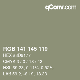Color code: RGB 141 145 119 | qconv.com