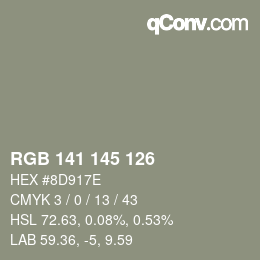 Farbcode: RGB 141 145 126 | qconv.com