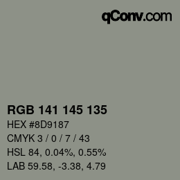 Color code: RGB 141 145 135 | qconv.com