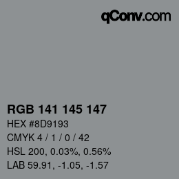 Color code: RGB 141 145 147 | qconv.com