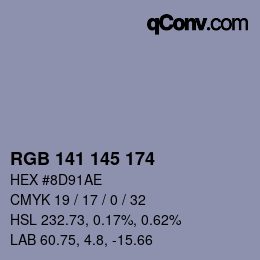Color code: RGB 141 145 174 | qconv.com