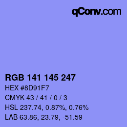 Color code: RGB 141 145 247 | qconv.com