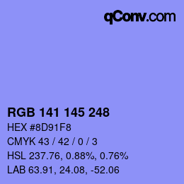 Color code: RGB 141 145 248 | qconv.com