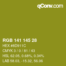 Color code: RGB 141 145 28 | qconv.com