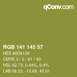Color code: RGB 141 145 57 | qconv.com
