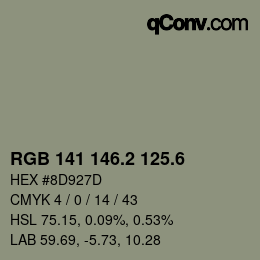 カラーコード: RGB 141 146.2 125.6 | qconv.com