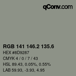 カラーコード: RGB 141 146.2 135.6 | qconv.com