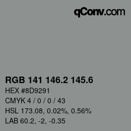 カラーコード: RGB 141 146.2 145.6 | qconv.com