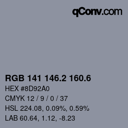 カラーコード: RGB 141 146.2 160.6 | qconv.com