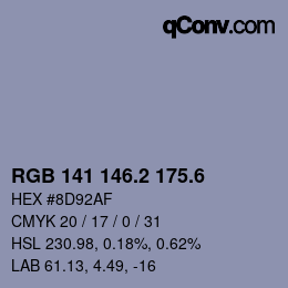 カラーコード: RGB 141 146.2 175.6 | qconv.com