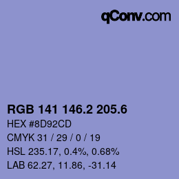 カラーコード: RGB 141 146.2 205.6 | qconv.com