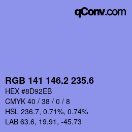 カラーコード: RGB 141 146.2 235.6 | qconv.com