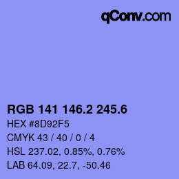 カラーコード: RGB 141 146.2 245.6 | qconv.com