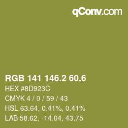 カラーコード: RGB 141 146.2 60.6 | qconv.com