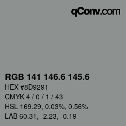 カラーコード: RGB 141 146.6 145.6 | qconv.com