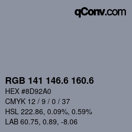 カラーコード: RGB 141 146.6 160.6 | qconv.com
