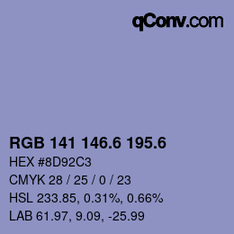 カラーコード: RGB 141 146.6 195.6 | qconv.com
