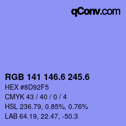 カラーコード: RGB 141 146.6 245.6 | qconv.com