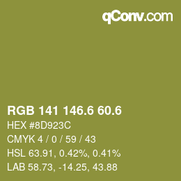 カラーコード: RGB 141 146.6 60.6 | qconv.com
