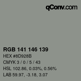 Color code: RGB 141 146 139 | qconv.com