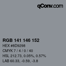 颜色代码: RGB 141 146 152 | qconv.com