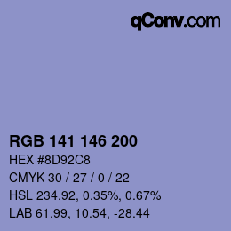 Color code: RGB 141 146 200 | qconv.com