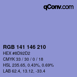 カラーコード: RGB 141 146 210 | qconv.com