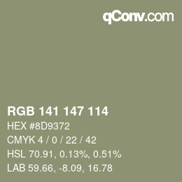 Color code: RGB 141 147 114 | qconv.com