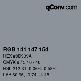 Color code: RGB 141 147 154 | qconv.com
