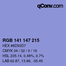 Color code: RGB 141 147 215 | qconv.com