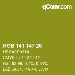 Color code: RGB 141 147 26 | qconv.com