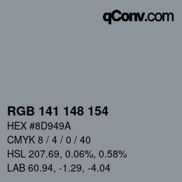 カラーコード: RGB 141 148 154 | qconv.com