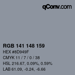 カラーコード: RGB 141 148 159 | qconv.com