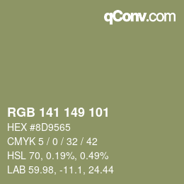 Código de color: RGB 141 149 101 | qconv.com