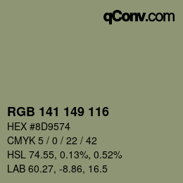 Color code: RGB 141 149 116 | qconv.com