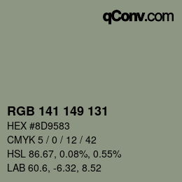 Color code: RGB 141 149 131 | qconv.com