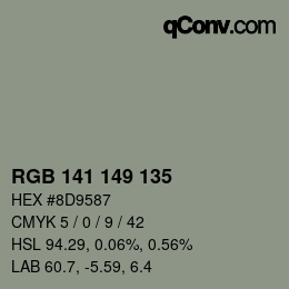 Color code: RGB 141 149 135 | qconv.com