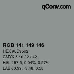 Color code: RGB 141 149 146 | qconv.com