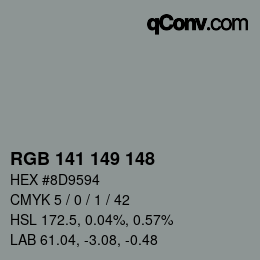 Color code: RGB 141 149 148 | qconv.com