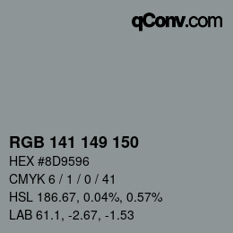 颜色代码: RGB 141 149 150 | qconv.com