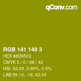 Color code: RGB 141 149 3 | qconv.com