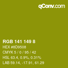 Color code: RGB 141 149 8 | qconv.com
