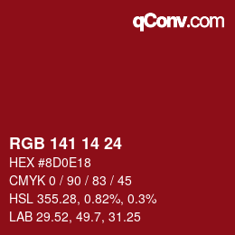 Código de color: RGB 141 14 24 | qconv.com