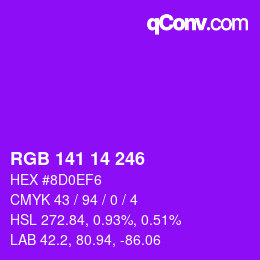 Color code: RGB 141 14 246 | qconv.com
