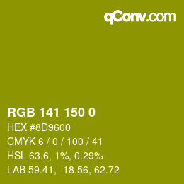 Color code: RGB 141 150 0 | qconv.com