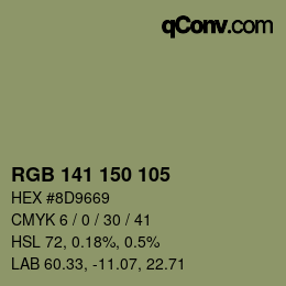 カラーコード: RGB 141 150 105 | qconv.com
