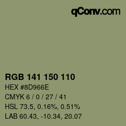 カラーコード: RGB 141 150 110 | qconv.com