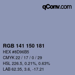 Color code: RGB 141 150 181 | qconv.com