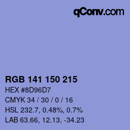 カラーコード: RGB 141 150 215 | qconv.com